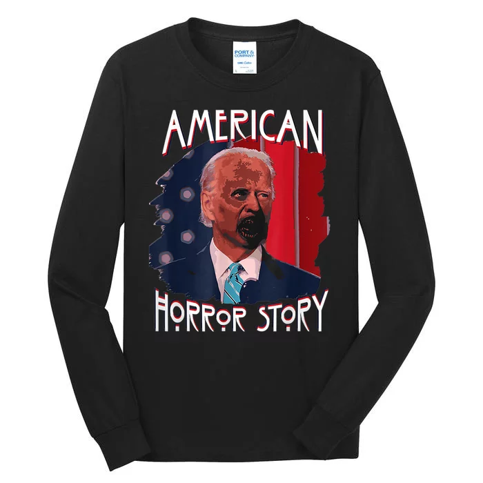 Funny Biden Horror American Ghost Story Halloween Tall Long Sleeve T-Shirt