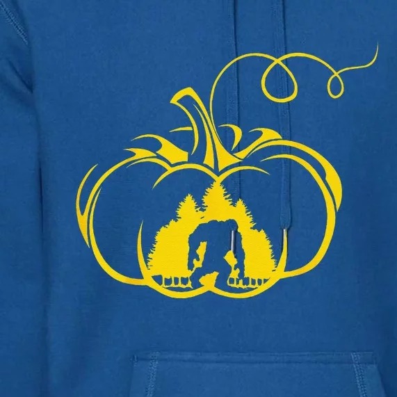 Funny Bigfoot Halloween Pumpkin Graphic Tee Premium Hoodie