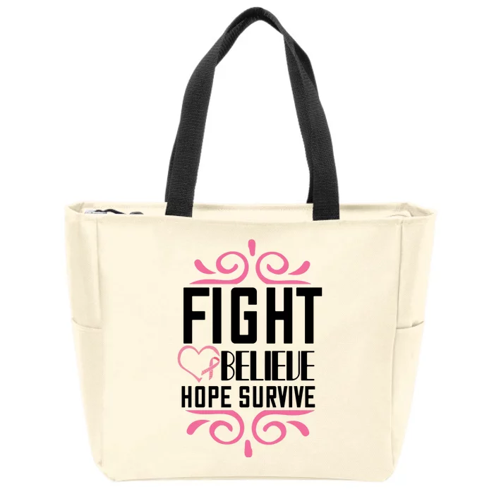 Fight Believe Hope Survive Zip Tote Bag