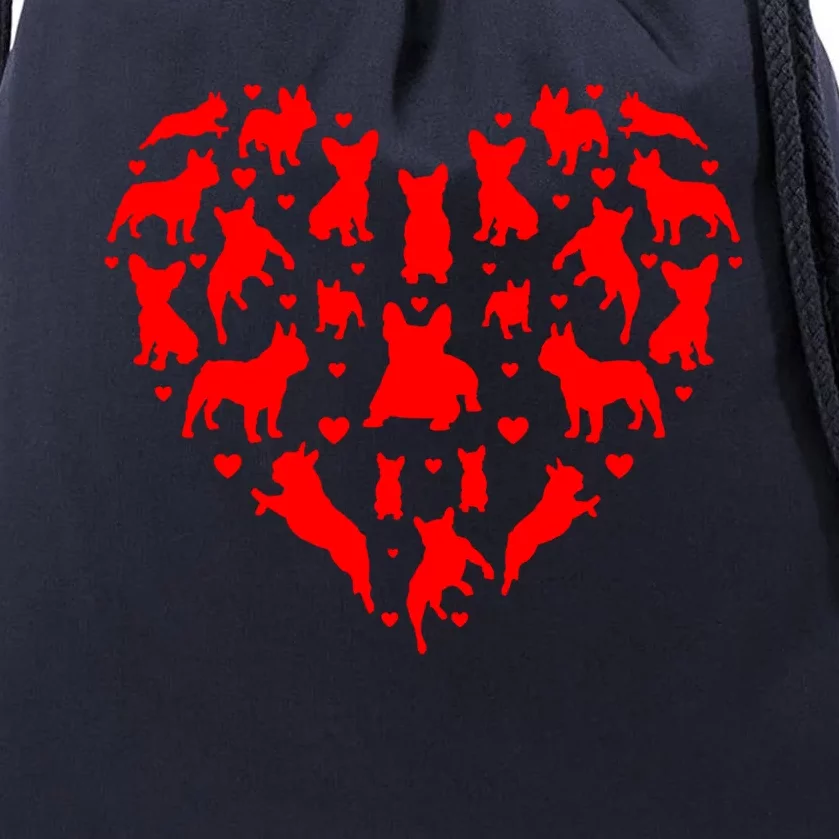 French Bulldogs Hearts Love Dog Lover Valentines Day Gift Drawstring Bag