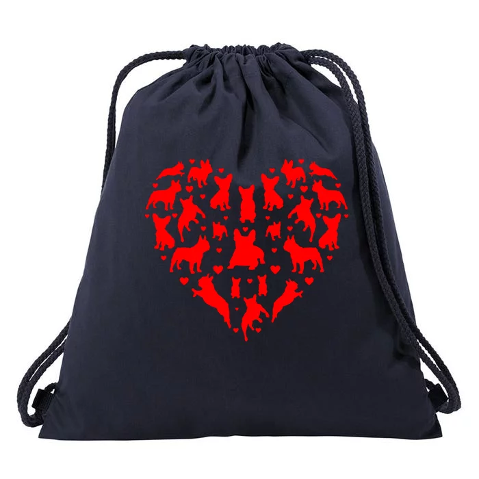 French Bulldogs Hearts Love Dog Lover Valentines Day Gift Drawstring Bag