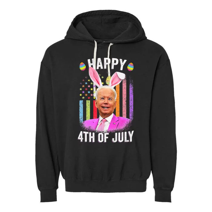 Funny Biden Happy 4th Of July Confused Easter Biden Bunny Garment-Dyed Fleece Hoodie