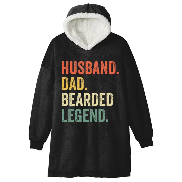 Funny Bearded Husband Dad Beard Legend Vintage Hooded Wearable Blanket