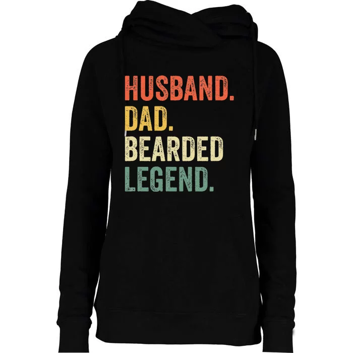 Funny Bearded Husband Dad Beard Legend Vintage Womens Funnel Neck Pullover Hood