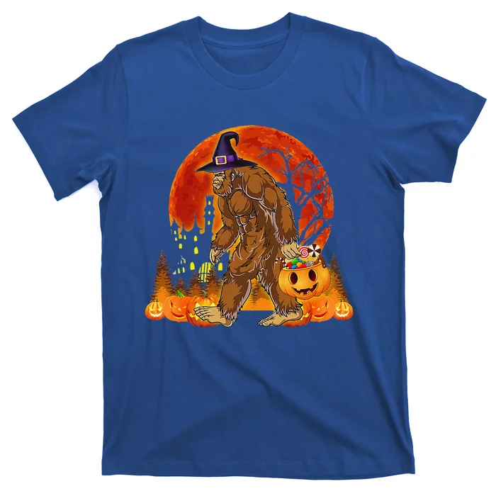 Funny Bigfoot Halloween Pumpkin And Candy Gift T-Shirt