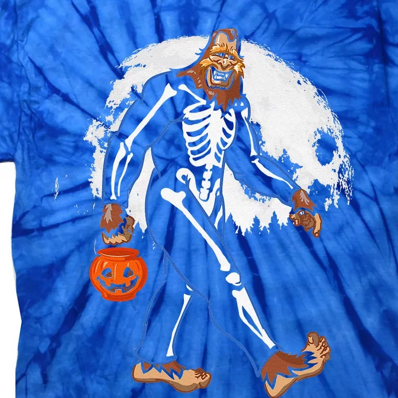 Funny Bigfoot Halloween Sasquatch Skeleton Costume Moon DOTD Tie-Dye T-Shirt