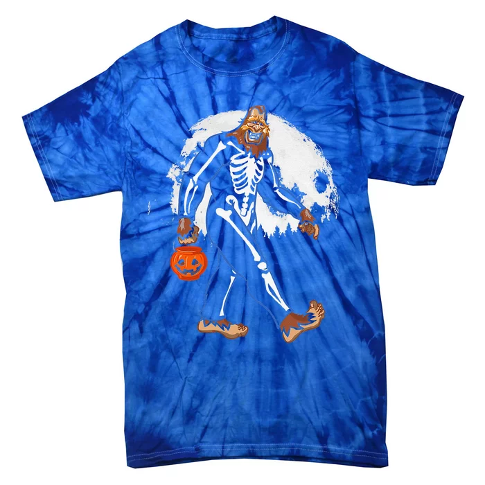 Funny Bigfoot Halloween Sasquatch Skeleton Costume Moon DOTD Tie-Dye T-Shirt