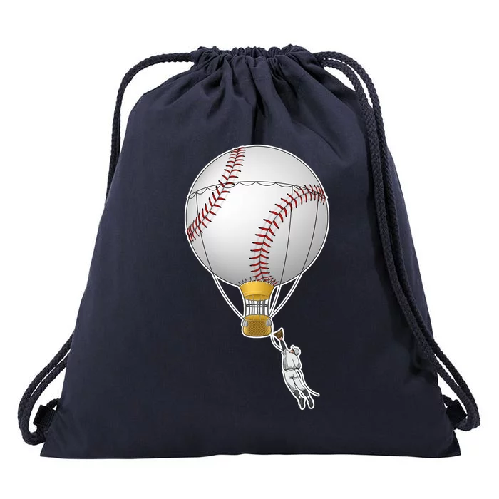 Funny Baseball Hot Air Balloon Baseball Catcher Drawstring Bag