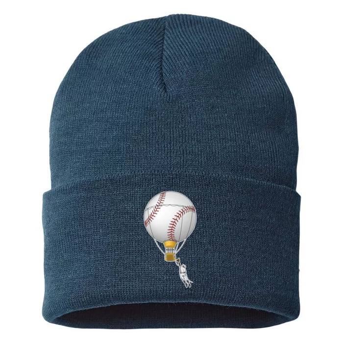 Funny Baseball Hot Air Balloon Baseball Catcher Sustainable Knit Beanie