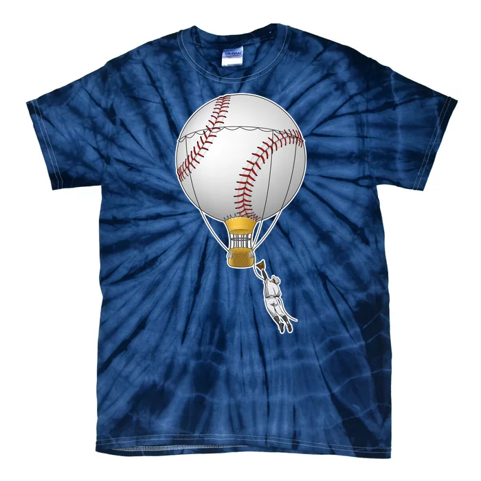 Funny Baseball Hot Air Balloon Baseball Catcher Tie-Dye T-Shirt