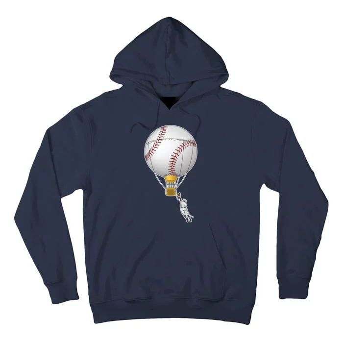 Funny Baseball Hot Air Balloon Baseball Catcher Tall Hoodie