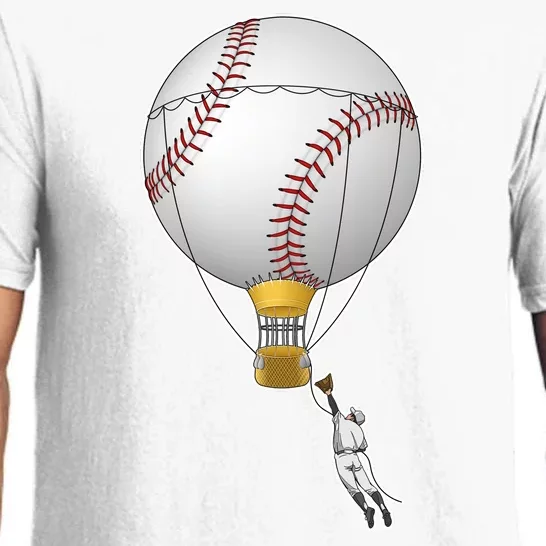 Funny Baseball Hot Air Balloon Baseball Catcher Pajama Set