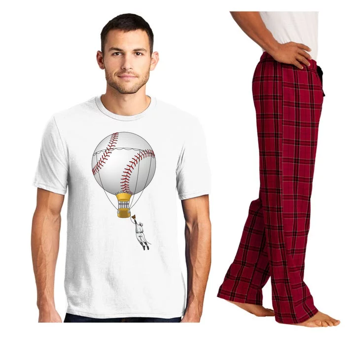 Funny Baseball Hot Air Balloon Baseball Catcher Pajama Set