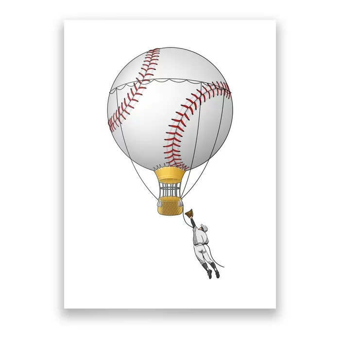 Funny Baseball Hot Air Balloon Baseball Catcher Poster