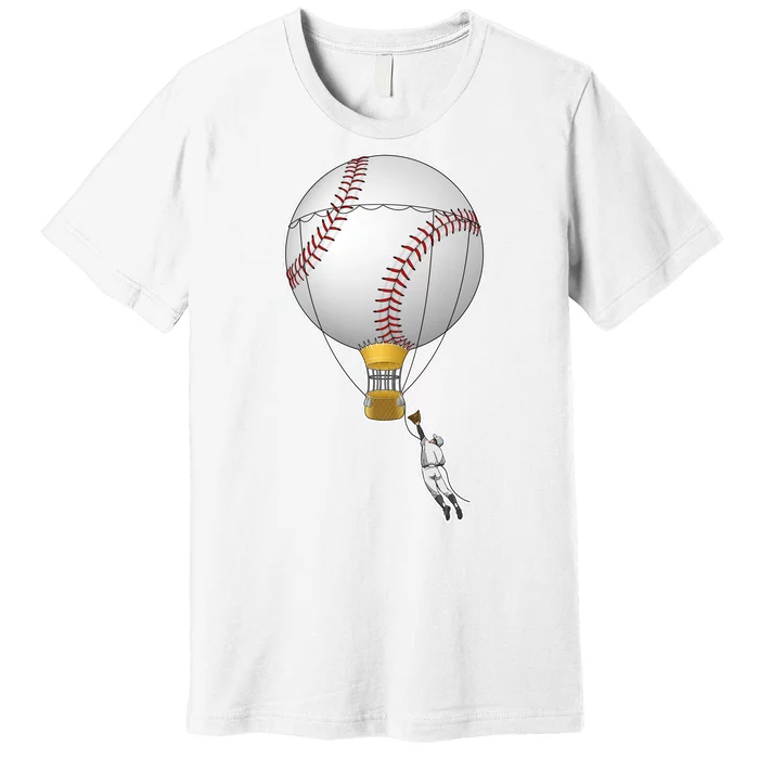 Funny Baseball Hot Air Balloon Baseball Catcher Premium T-Shirt