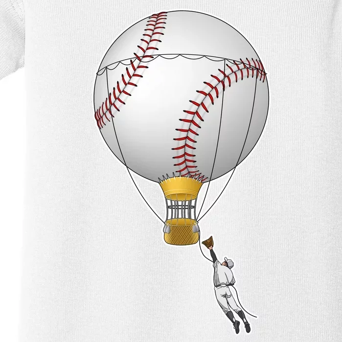 Funny Baseball Hot Air Balloon Baseball Catcher Baby Bodysuit