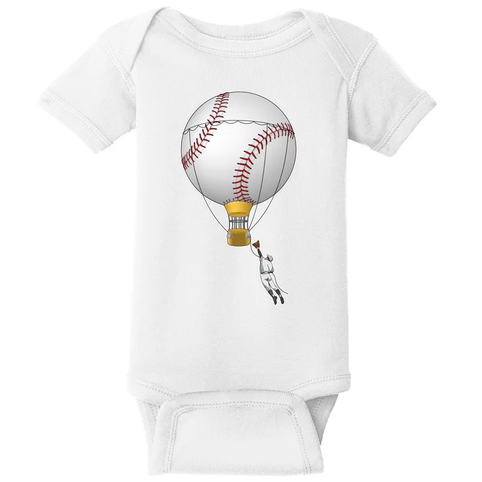 Funny Baseball Hot Air Balloon Baseball Catcher Baby Bodysuit