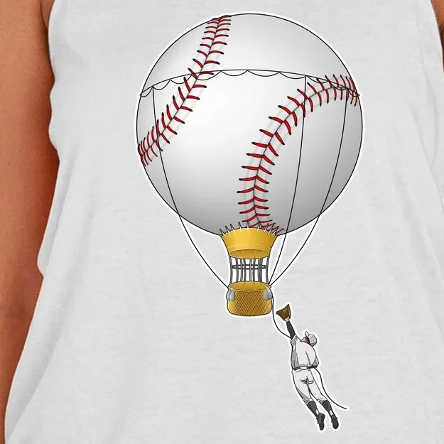 Funny Baseball Hot Air Balloon Baseball Catcher Women's Knotted Racerback Tank