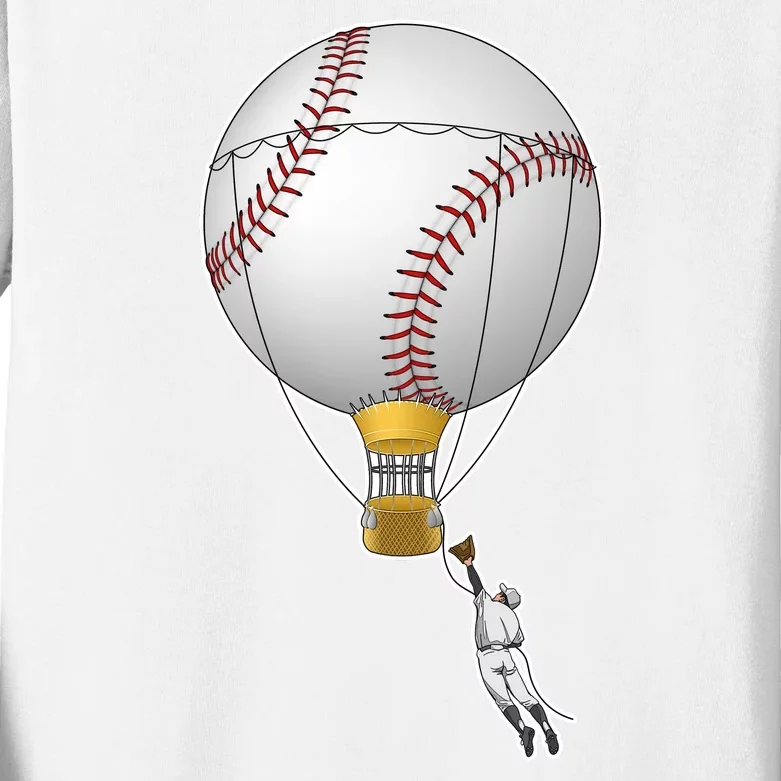 Funny Baseball Hot Air Balloon Baseball Catcher Kids Long Sleeve Shirt