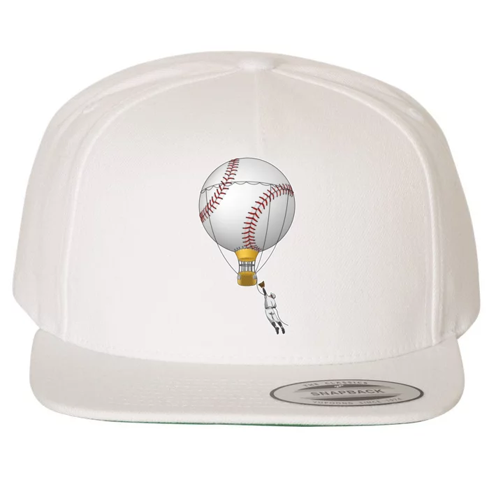 Funny Baseball Hot Air Balloon Baseball Catcher Wool Snapback Cap