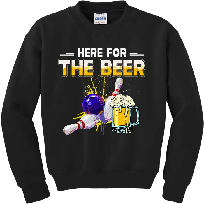 Funny Bowling Hobby Here For The Beer Drinking Novelty Gifts Kids Sweatshirt