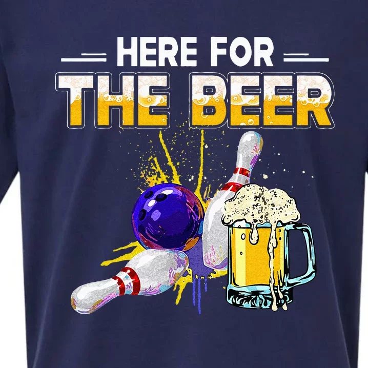 Funny Bowling Hobby Here For The Beer Drinking Novelty Gifts Sueded Cloud Jersey T-Shirt