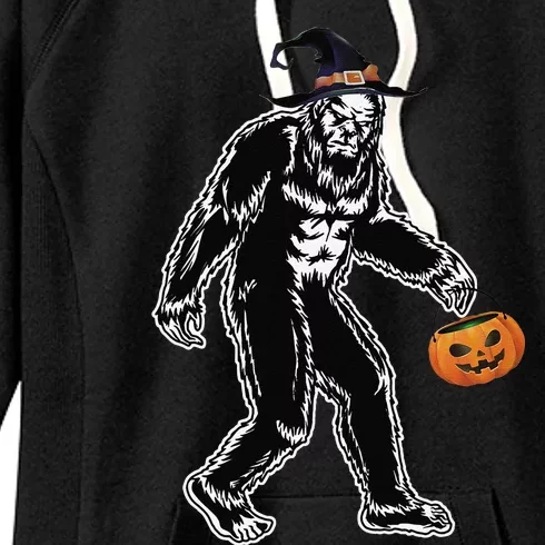 Funny Bigfoot Halloween Witch Pumpkin Gifts Women's Fleece Hoodie