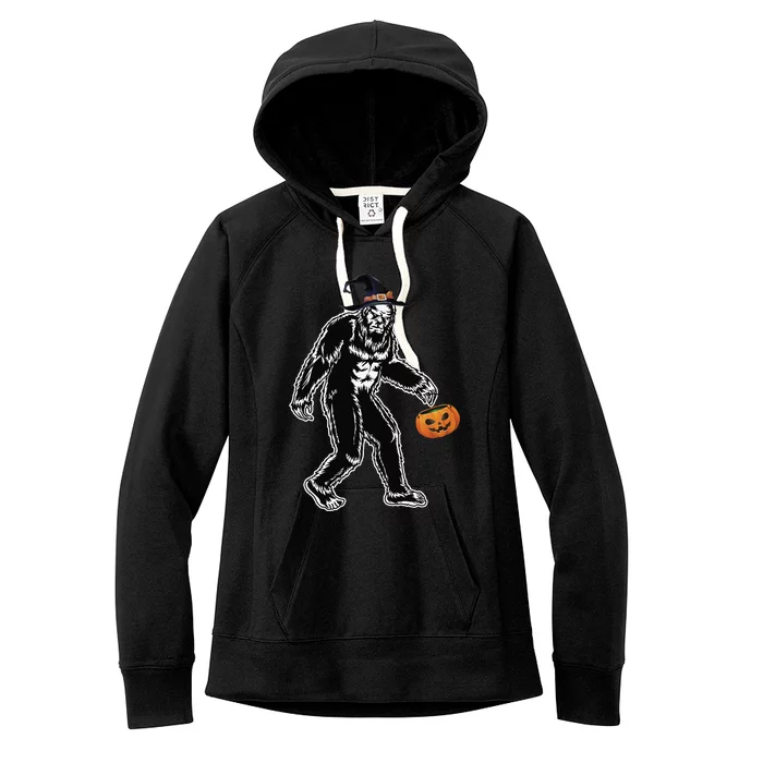 Funny Bigfoot Halloween Witch Pumpkin Gifts Women's Fleece Hoodie