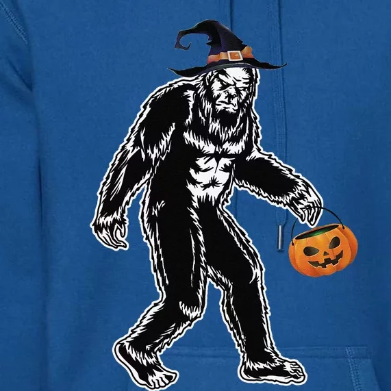 Funny Bigfoot Halloween Witch Pumpkin Gifts Premium Hoodie