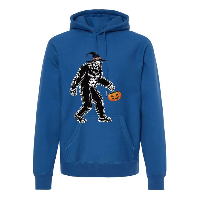 Funny Bigfoot Halloween Witch Pumpkin Gifts Premium Hoodie