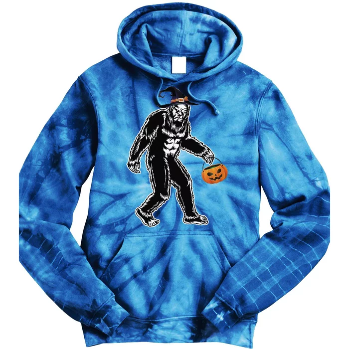 Funny Bigfoot Halloween Witch Pumpkin Gifts Tie Dye Hoodie