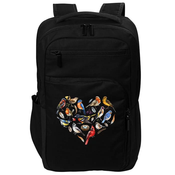 Forest Bird Heart Watching Cardinal Goldfinch Wren Chickadee Impact Tech Backpack