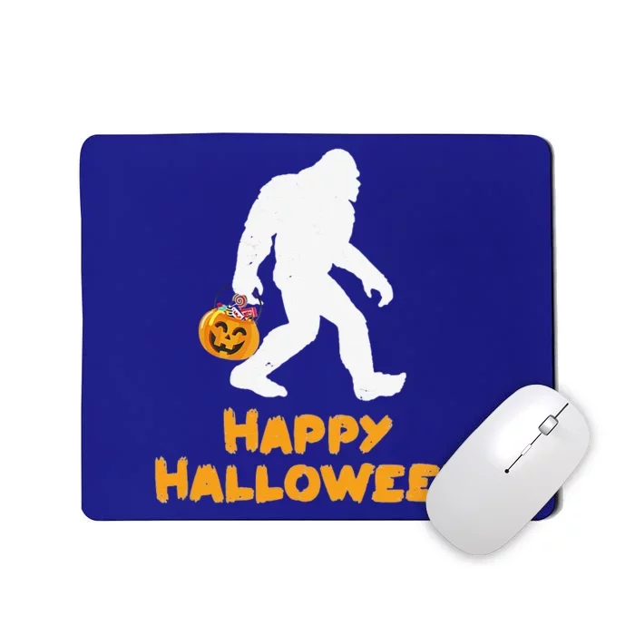 Funny Bigfoot Holding Pumpkin Family Happy Halloween Costume Mousepad