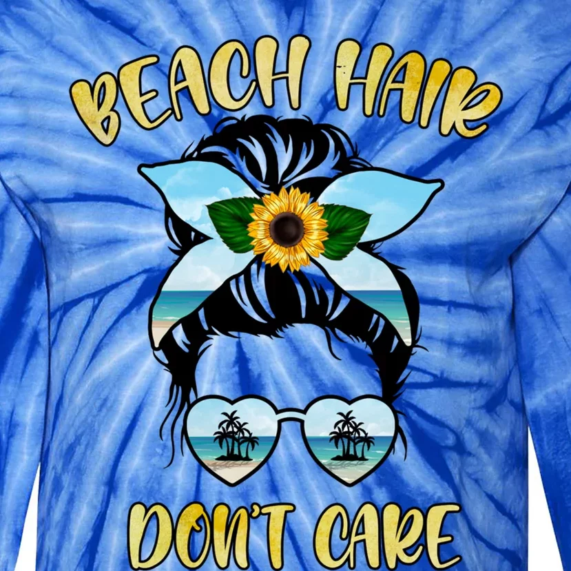 Funny Beach Hair Messy Bun Life Summer Vibes Family Vacation Gift Tie-Dye Long Sleeve Shirt