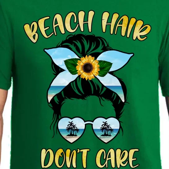 Funny Beach Hair Messy Bun Life Summer Vibes Family Vacation Gift Pajama Set