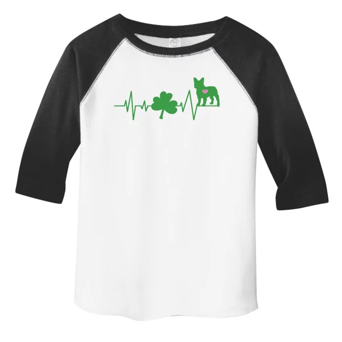 French Bulldog Heartbeat St Patrick's Day, Frenchie Toddler Fine Jersey T-Shirt