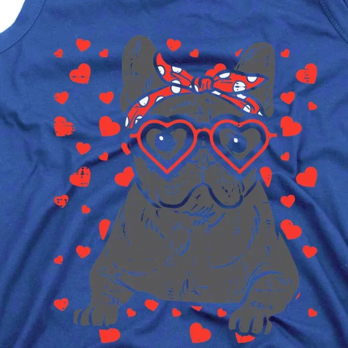 French Bulldog Heart Glasses Valentine Day Frenchie Dog Cute Gift Tank Top