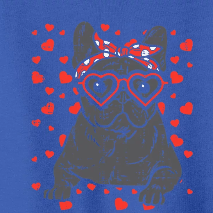 French Bulldog Heart Glasses Valentine Day Frenchie Dog Cute Gift Toddler T-Shirt