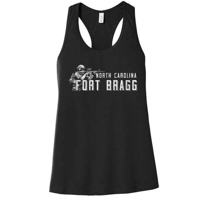 Fort Bragg Home Of The Airborne Special Operations Forces Women's Racerback Tank