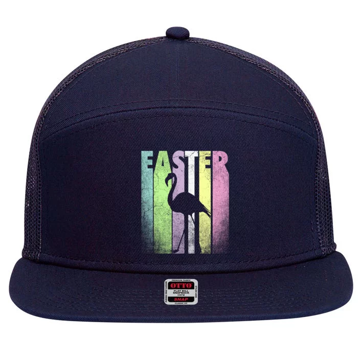 Flamingo Bird Happy Easter Cute Funny Spring Fun Holiday Funny Gift 7 Panel Mesh Trucker Snapback Hat