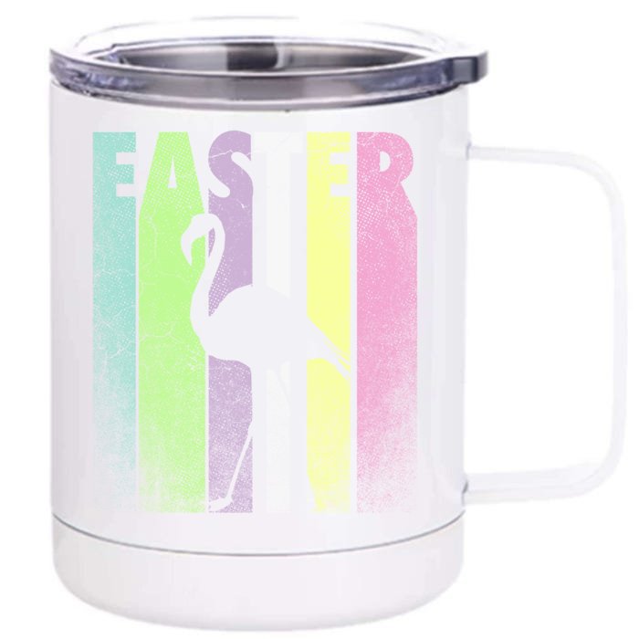 Flamingo Bird Happy Easter Cute Funny Spring Fun Holiday Funny Gift Front & Back 12oz Stainless Steel Tumbler Cup