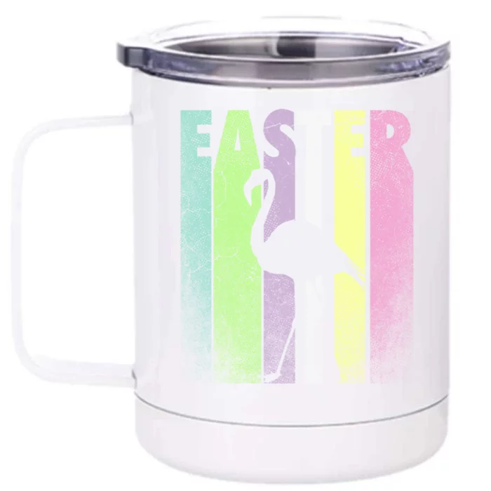 Flamingo Bird Happy Easter Cute Funny Spring Fun Holiday Funny Gift Front & Back 12oz Stainless Steel Tumbler Cup