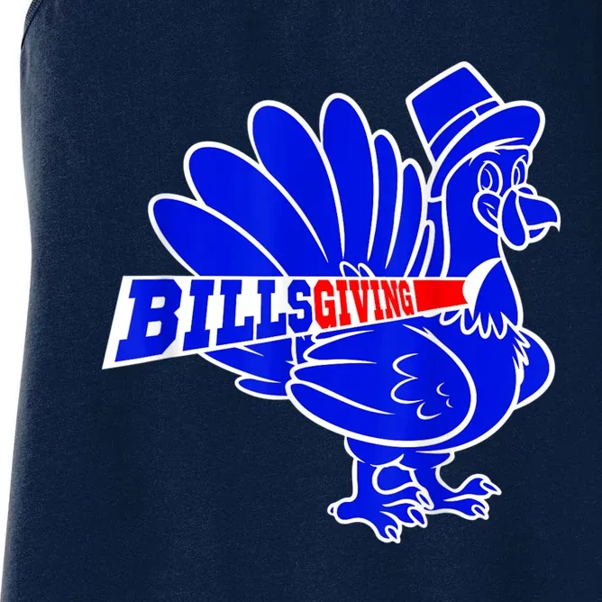 Funny BillsGiving Happy Thanksgiving Football Women's Racerback Tank