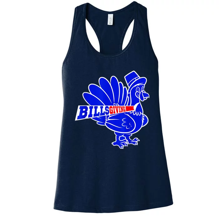 Funny BillsGiving Happy Thanksgiving Football Women's Racerback Tank