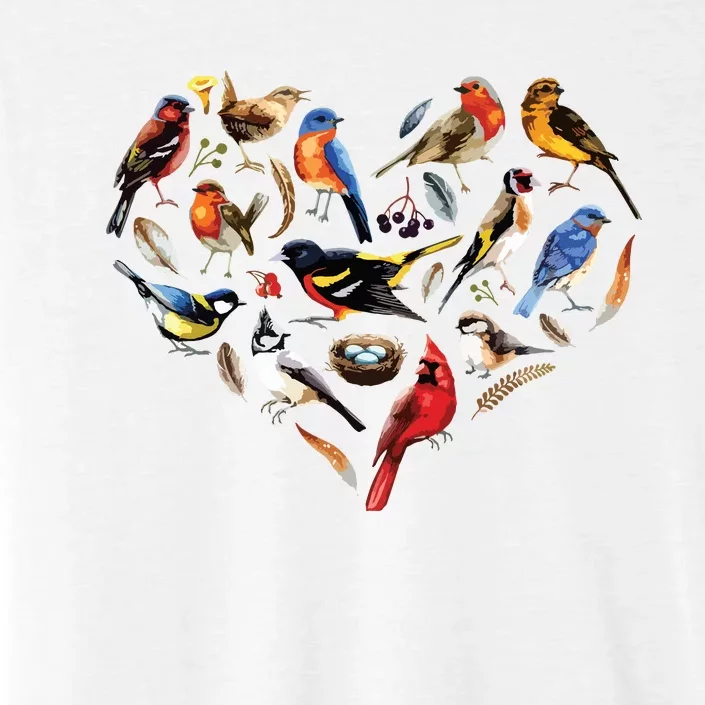 Forest Bird Heart Watching Cardinal Goldfinch Wren Chickadee ChromaSoft Performance T-Shirt