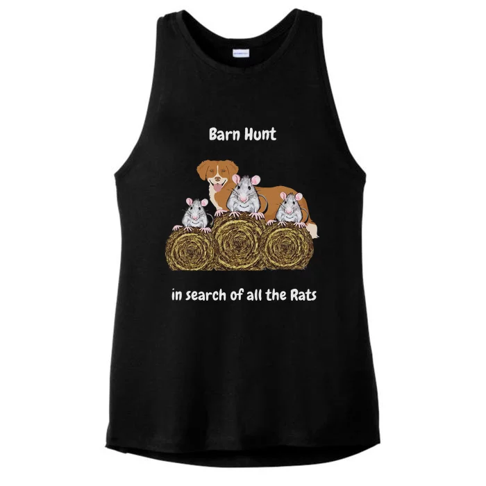 Funny Barn Hunt In Search Of Rats With A Ns Toller Dog Ladies Tri-Blend Wicking Tank