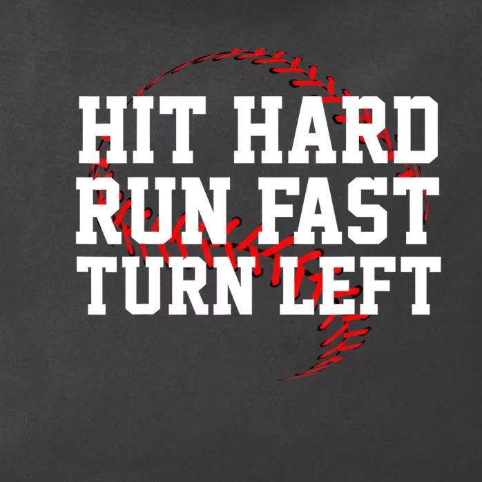 Funny Baseball Hit Hard Run Fast Turn Left Sports Gift Zip Tote Bag