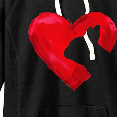 French Bulldog Heart Silhouette Valentine's Day Dog Lover Women's Fleece Hoodie