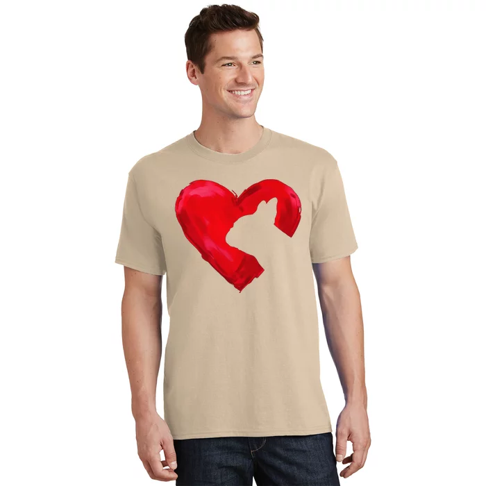 French Bulldog Heart Silhouette Valentine's Day Dog Lover T-Shirt