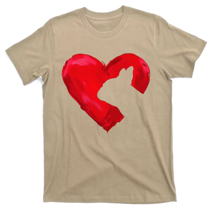 French Bulldog Heart Silhouette Valentine's Day Dog Lover T-Shirt